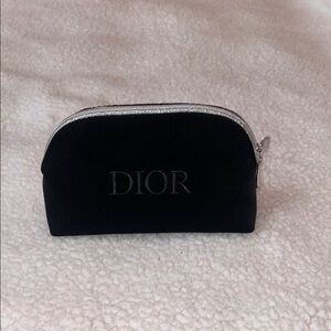 Dior Black velvet and Silver Cosmetic Bag Sleek Minimalist Design